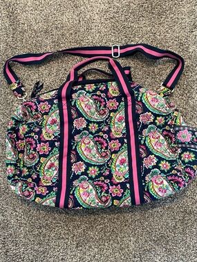 Vera Bradley Navy Pink Petal Paisley Travel Duffel Bag used once